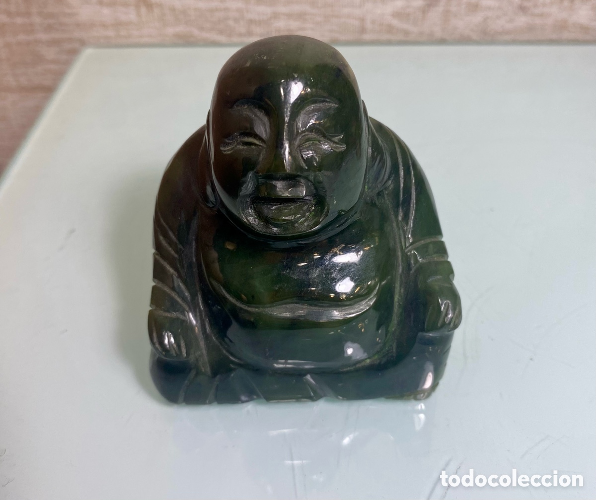 Vintage: Buda sonriente de jade. Figura - Foto 6