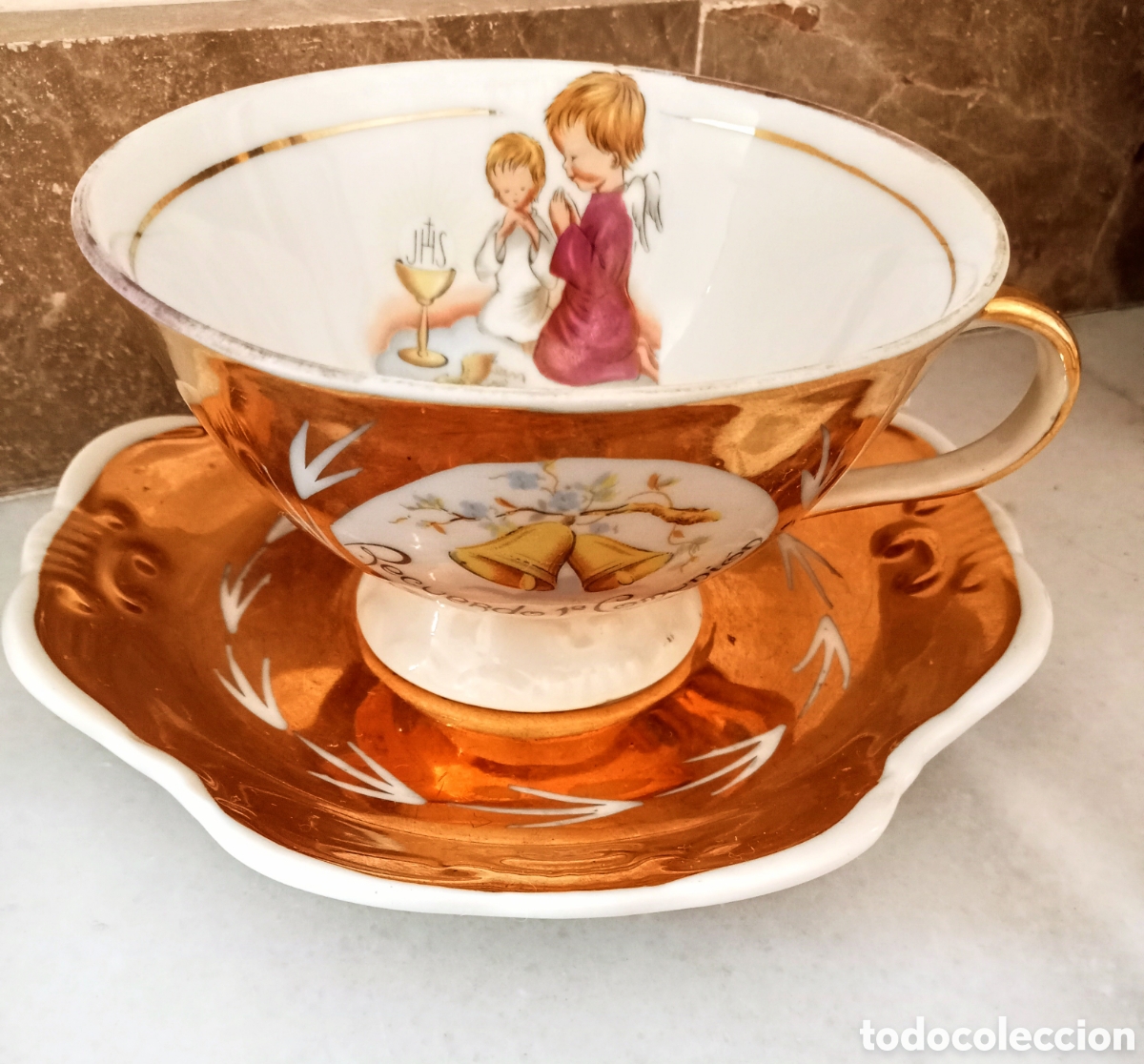 Vintage: Taza y plato. Rdo de mi 1&deg; Comuni&oacute;n. - Foto 4