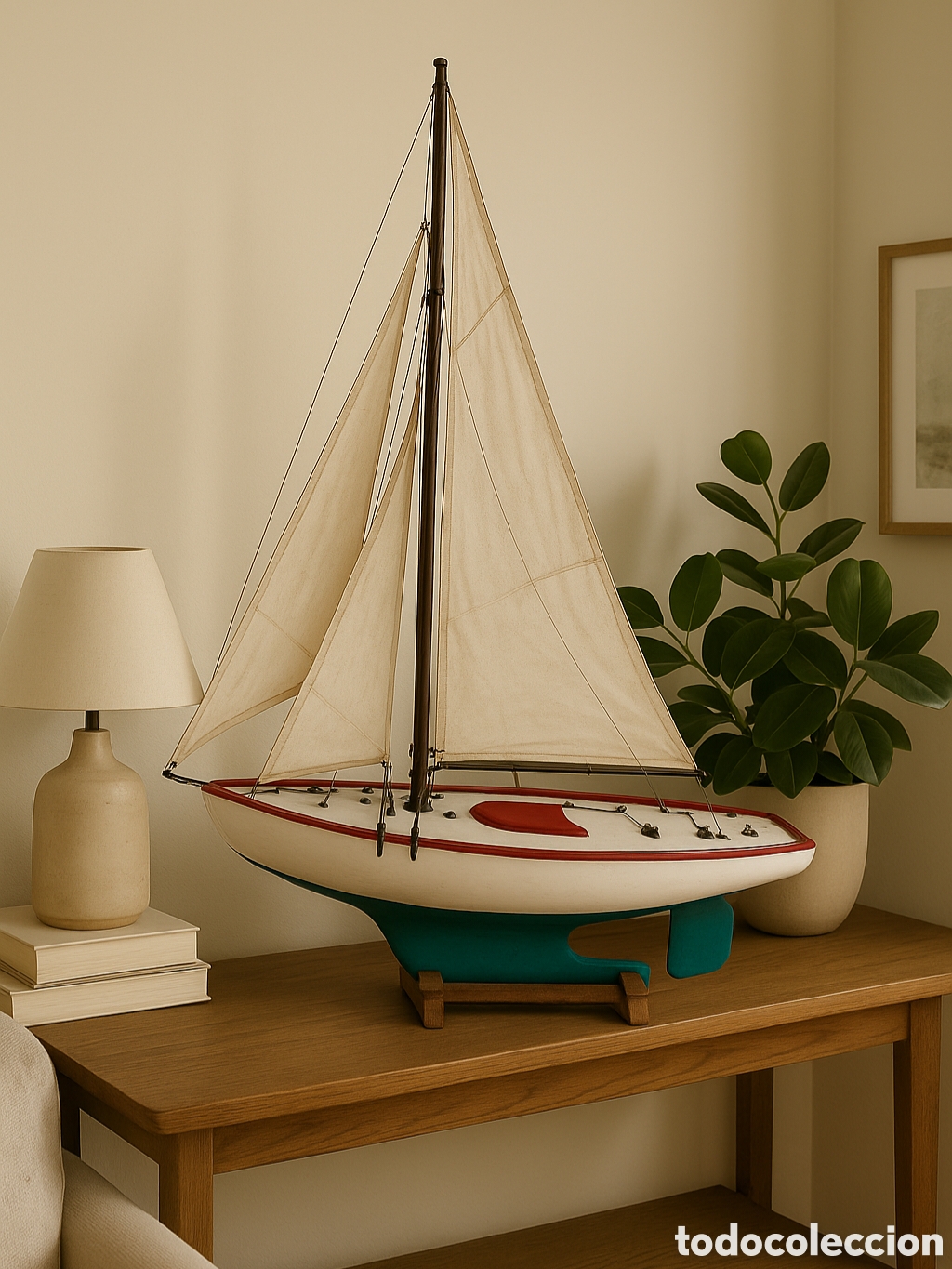 Vintage: CASCO VELERO MADERA MACIZA - Foto 2