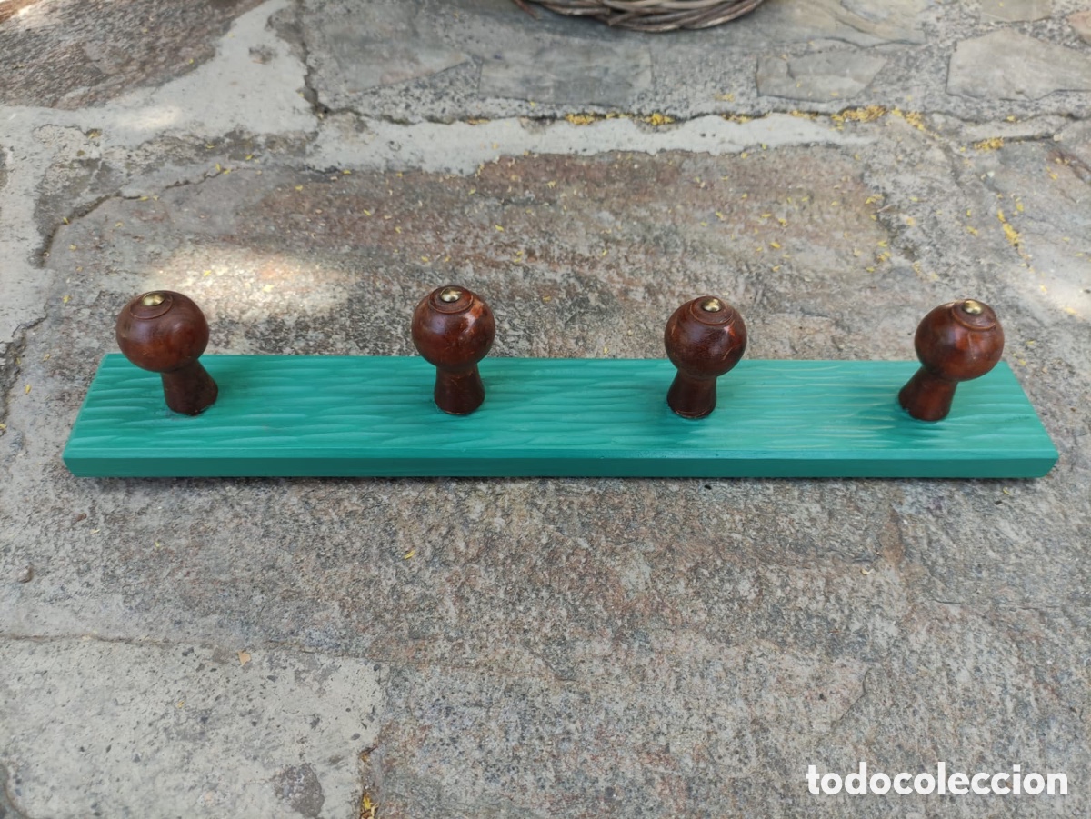 Vintage: Perchero Pared - 3 colgadores de madera - Foto 4