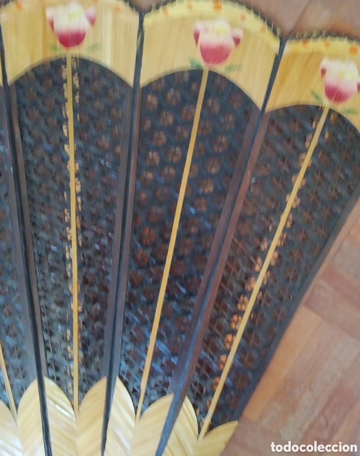 Vintage: Precioso gran abanico chino en bamb&uacute;. - Foto 3