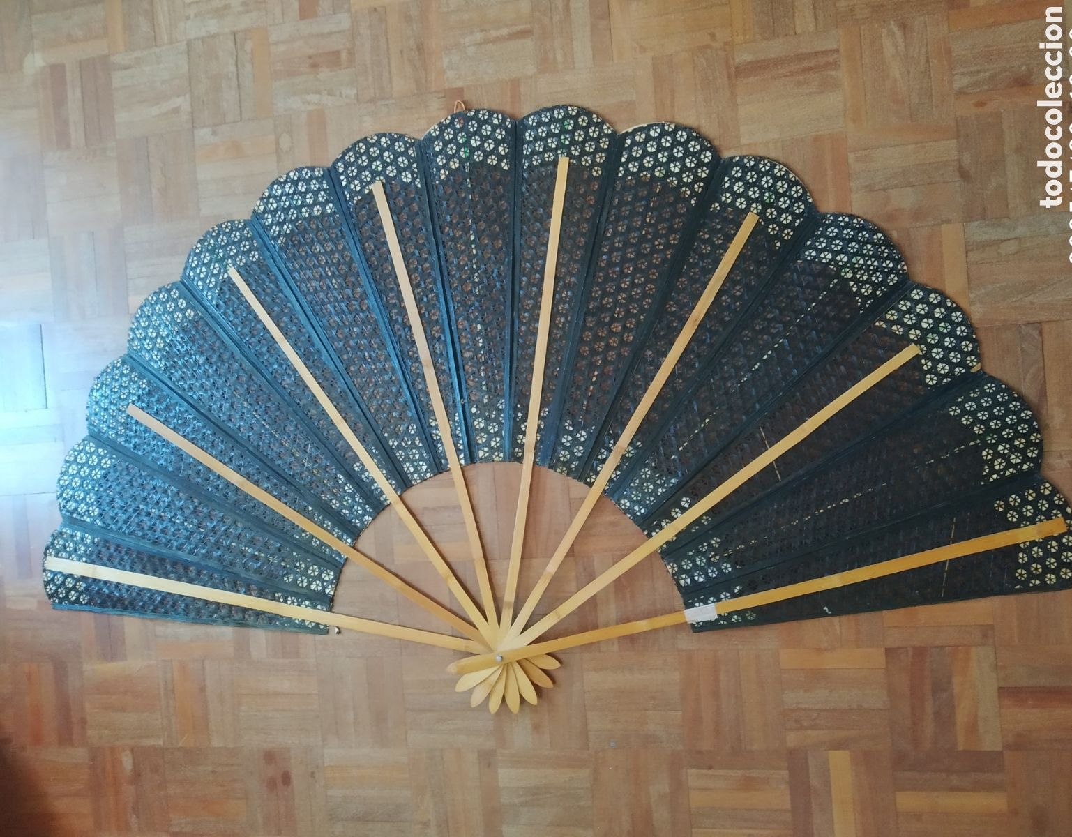 Vintage: Precioso gran abanico chino en bamb&uacute;. - Foto 11