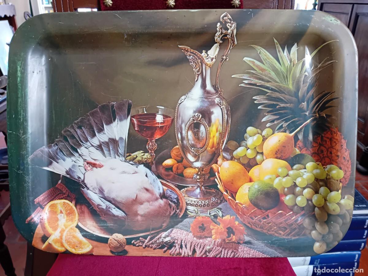 Vintage: Bandeja de hierro con bodeg&oacute;n d&eacute;cada de los 60 - Foto 1