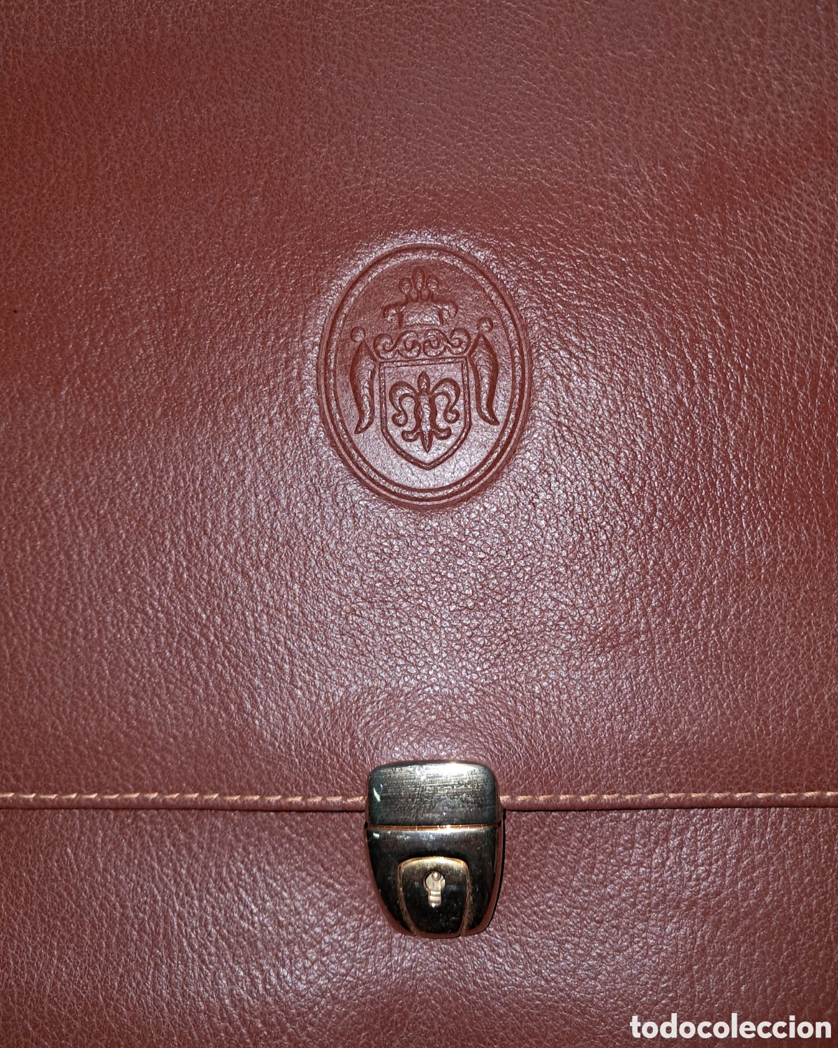 Vintage: CARTERA PORTADOCUMENTOS CON LLAVE DE PIEL CON GRABADO - Foto 2