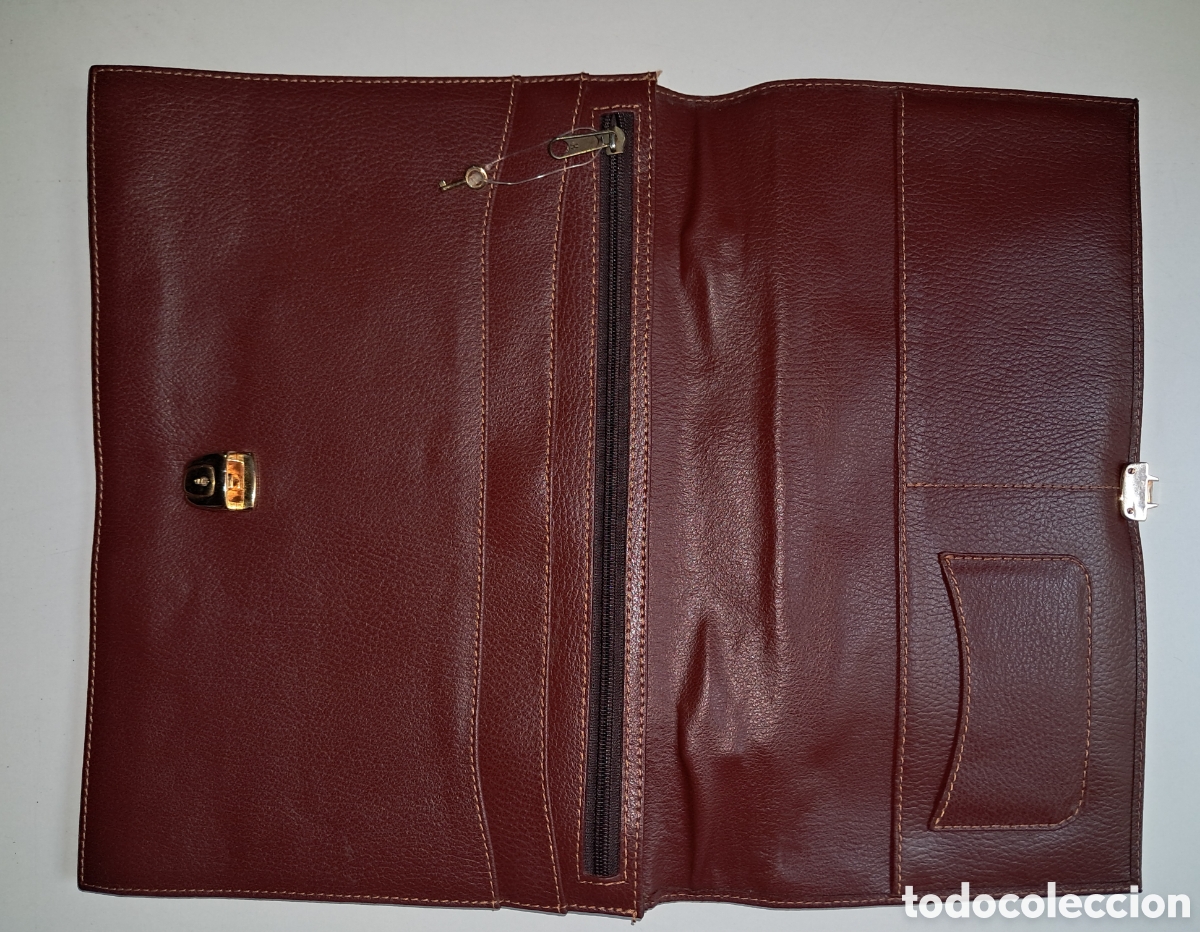 Vintage: CARTERA PORTADOCUMENTOS CON LLAVE DE PIEL CON GRABADO - Foto 5