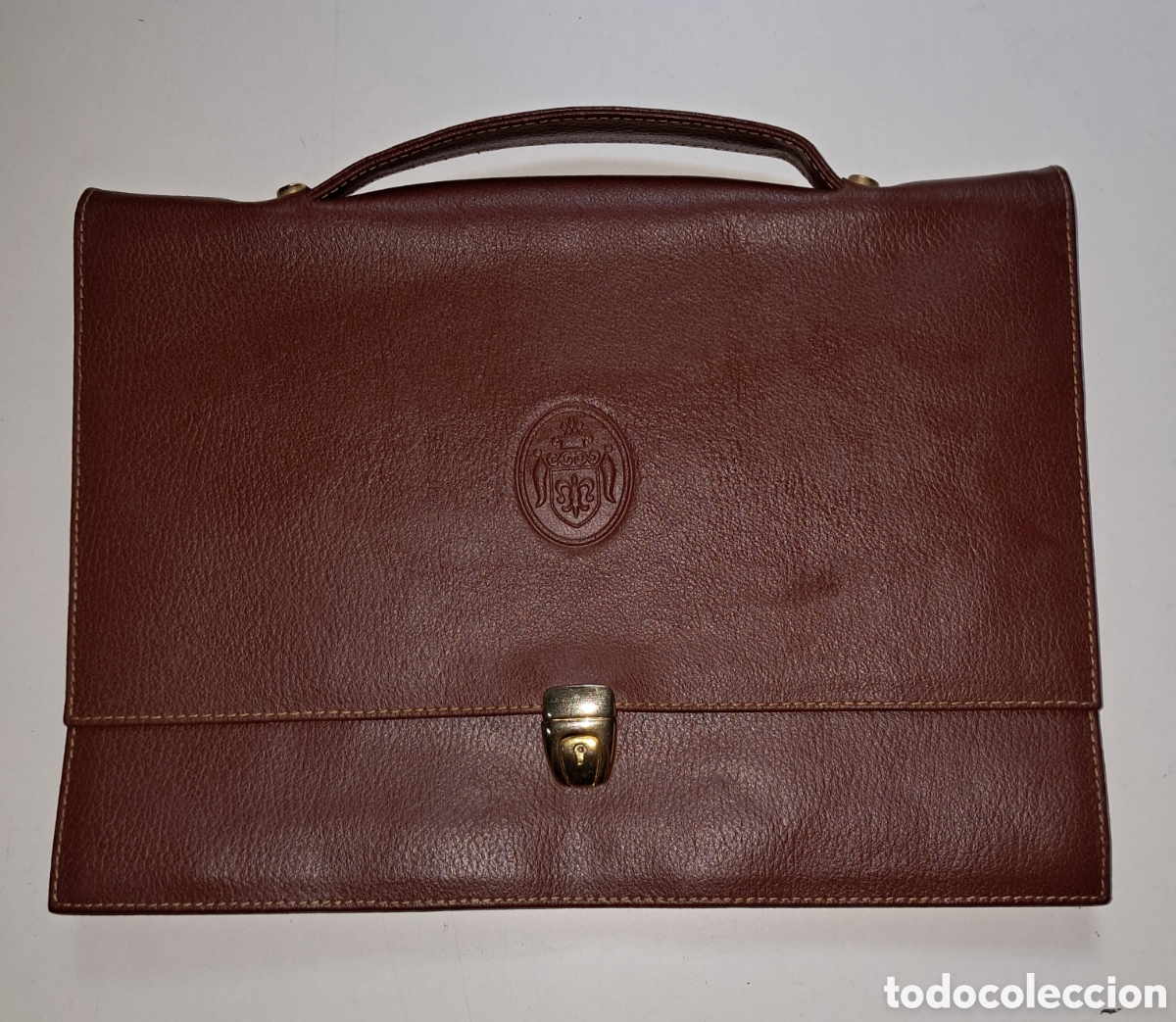 Vintage: CARTERA PORTADOCUMENTOS CON LLAVE DE PIEL CON GRABADO - Foto 1