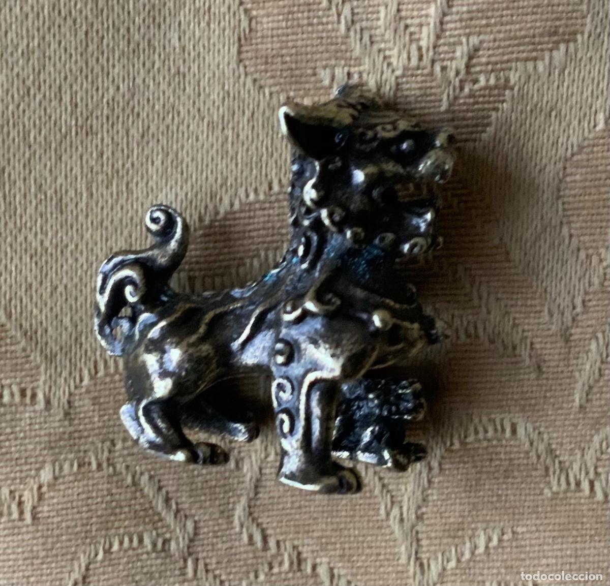 Vintage: PAREJA PERROS FOO MINIATURA BRONCE - Foto 4