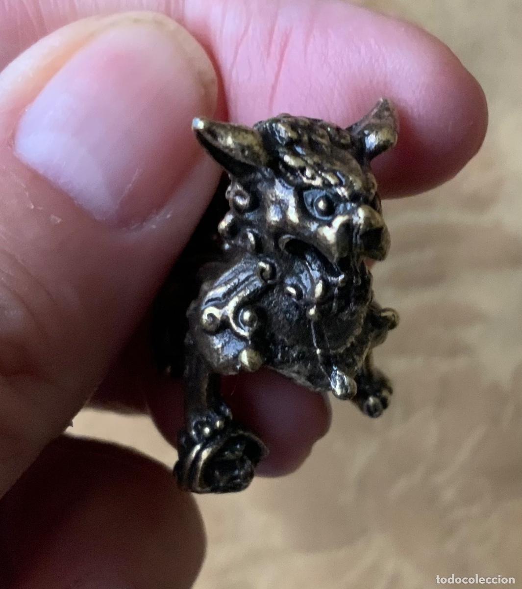 Vintage: PAREJA PERROS FOO MINIATURA BRONCE - Foto 5