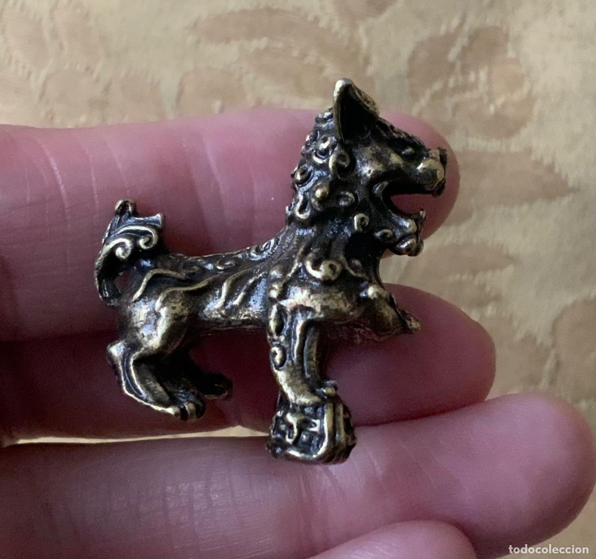 Vintage: PAREJA PERROS FOO MINIATURA BRONCE - Foto 8