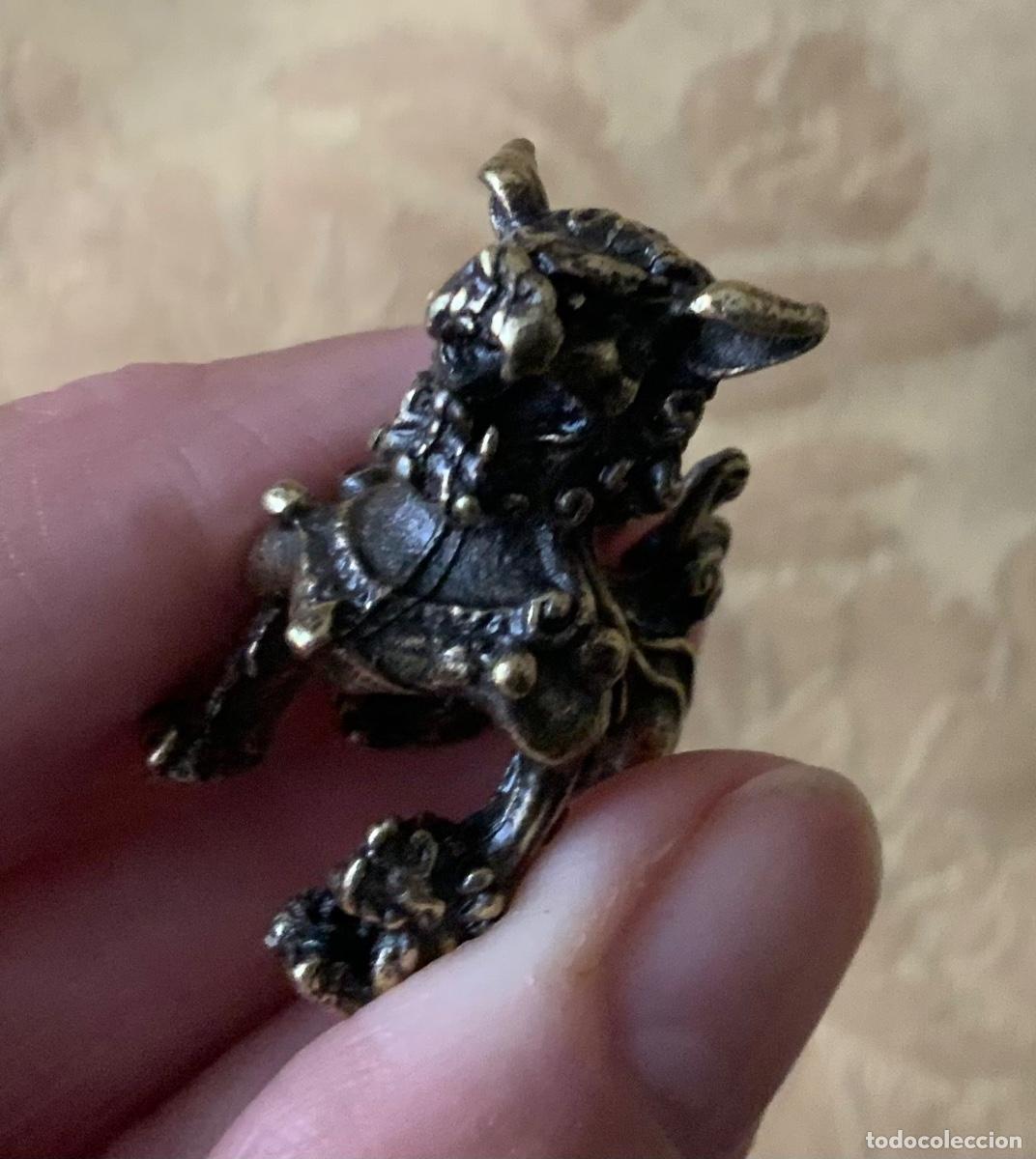 Vintage: PAREJA PERROS FOO MINIATURA BRONCE - Foto 10