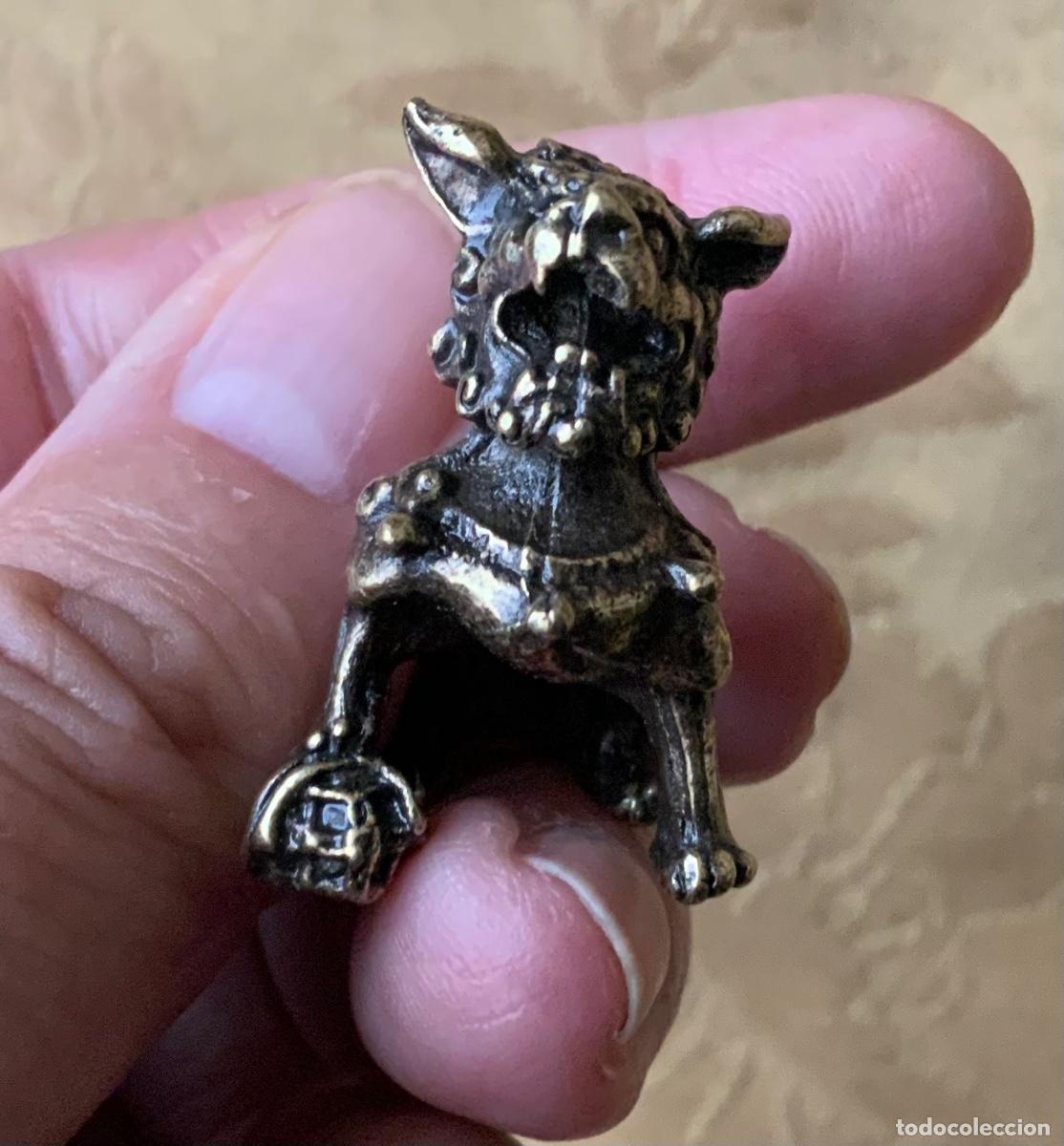 Vintage: PAREJA PERROS FOO MINIATURA BRONCE - Foto 11