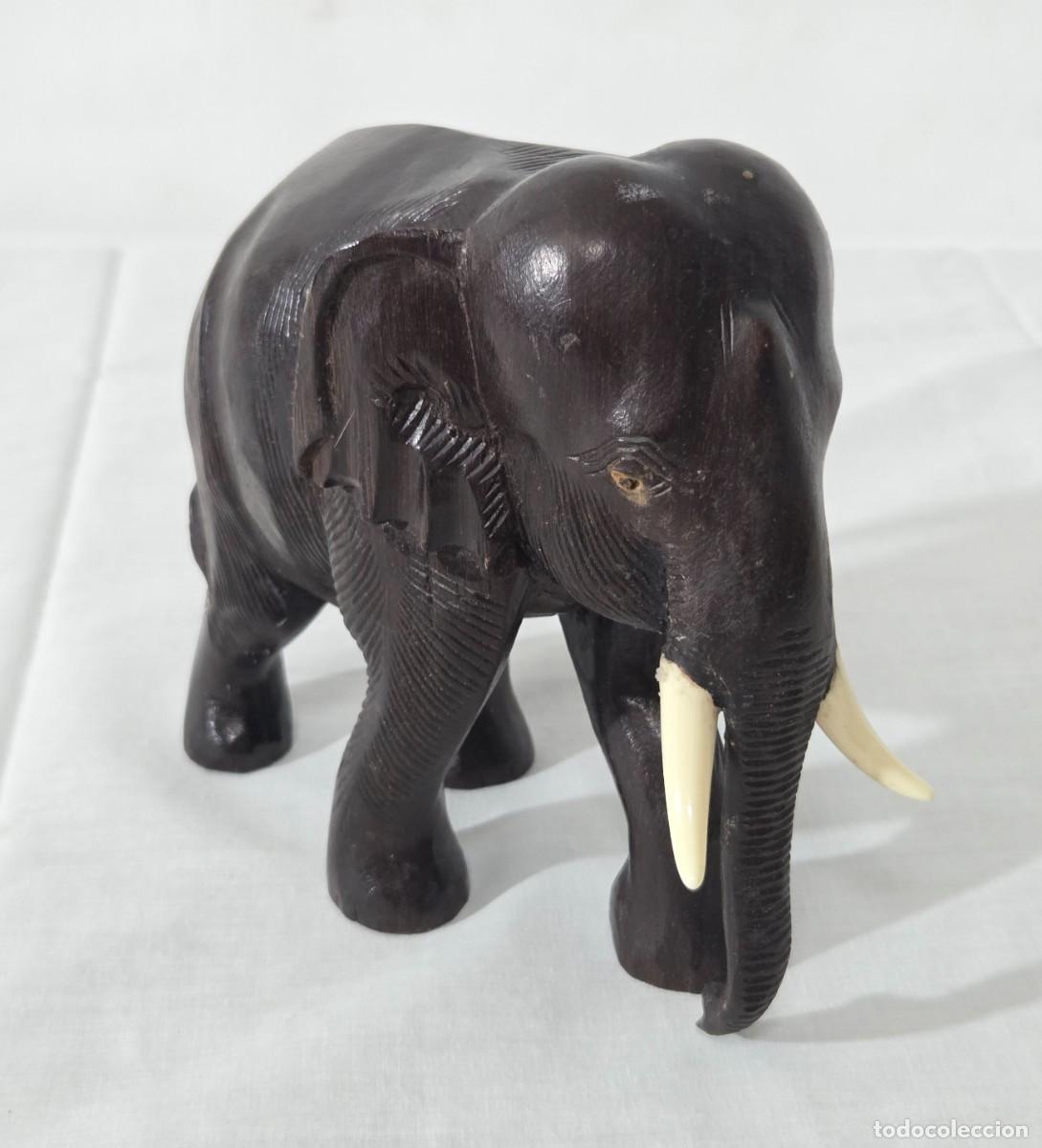 Vintage: Elefante tallado en madera - Foto 3