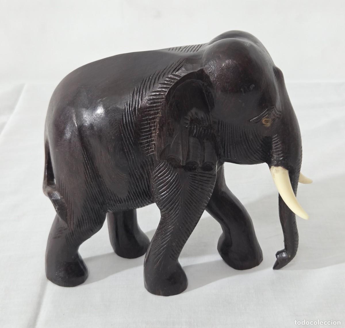 Vintage: Elefante tallado en madera - Foto 4