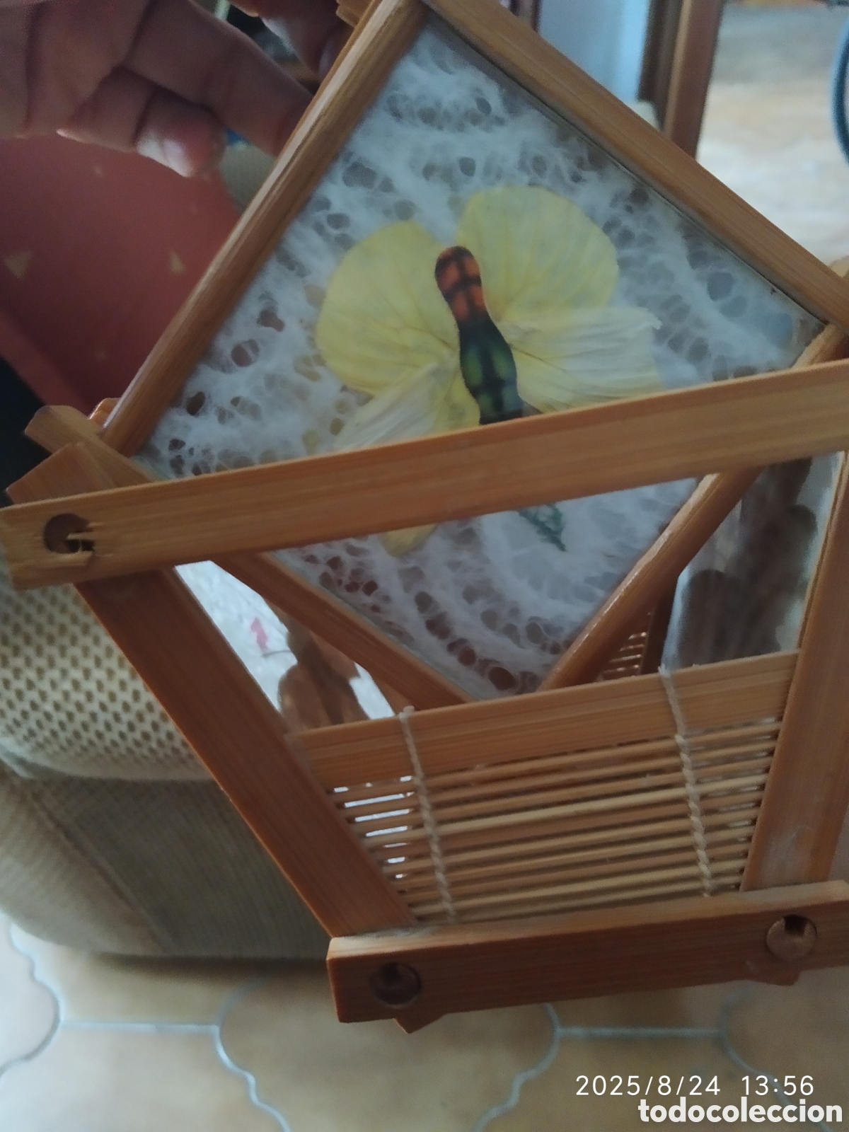 Vintage: 6 POSAVASOS MARIPOSAS con soporte - Foto 4