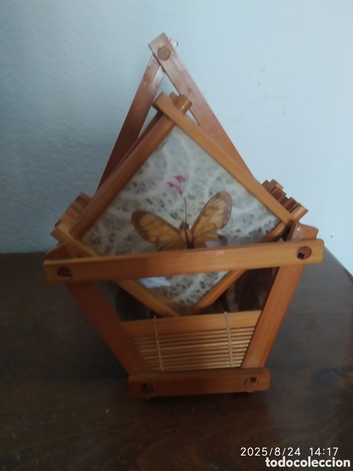 Vintage: 6 POSAVASOS MARIPOSAS con soporte - Foto 5