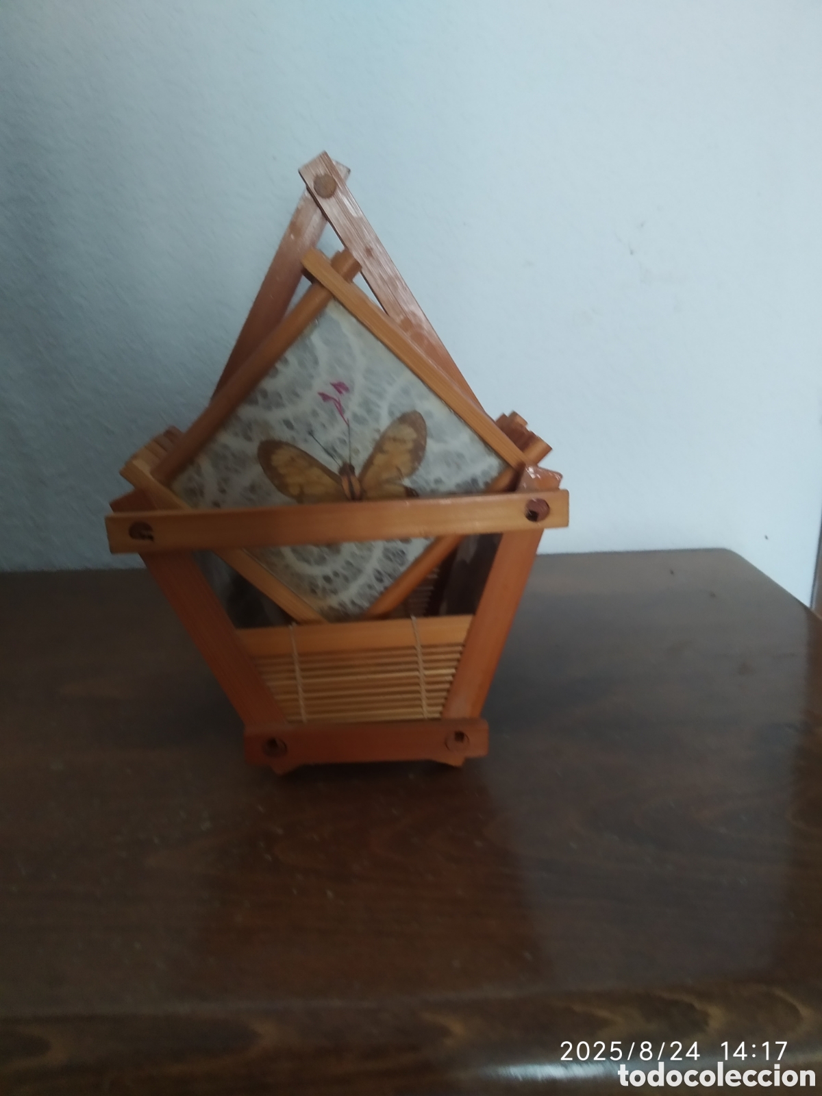 Vintage: 6 POSAVASOS MARIPOSAS con soporte - Foto 6