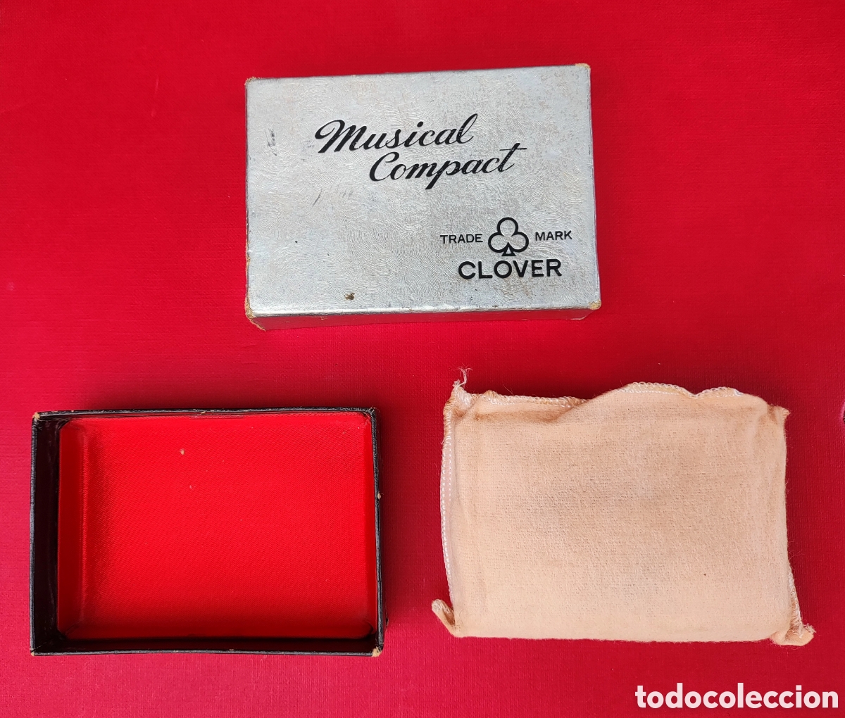 Vintage: CAJA MUSICAL CLOVER POLVERA PINTA LABIOS ESPEJO - Foto 7