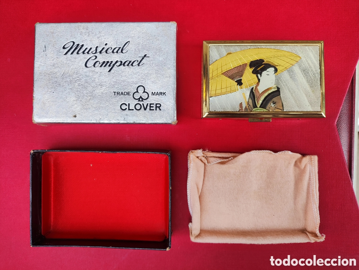 Vintage: CAJA MUSICAL CLOVER POLVERA PINTA LABIOS ESPEJO - Foto 10