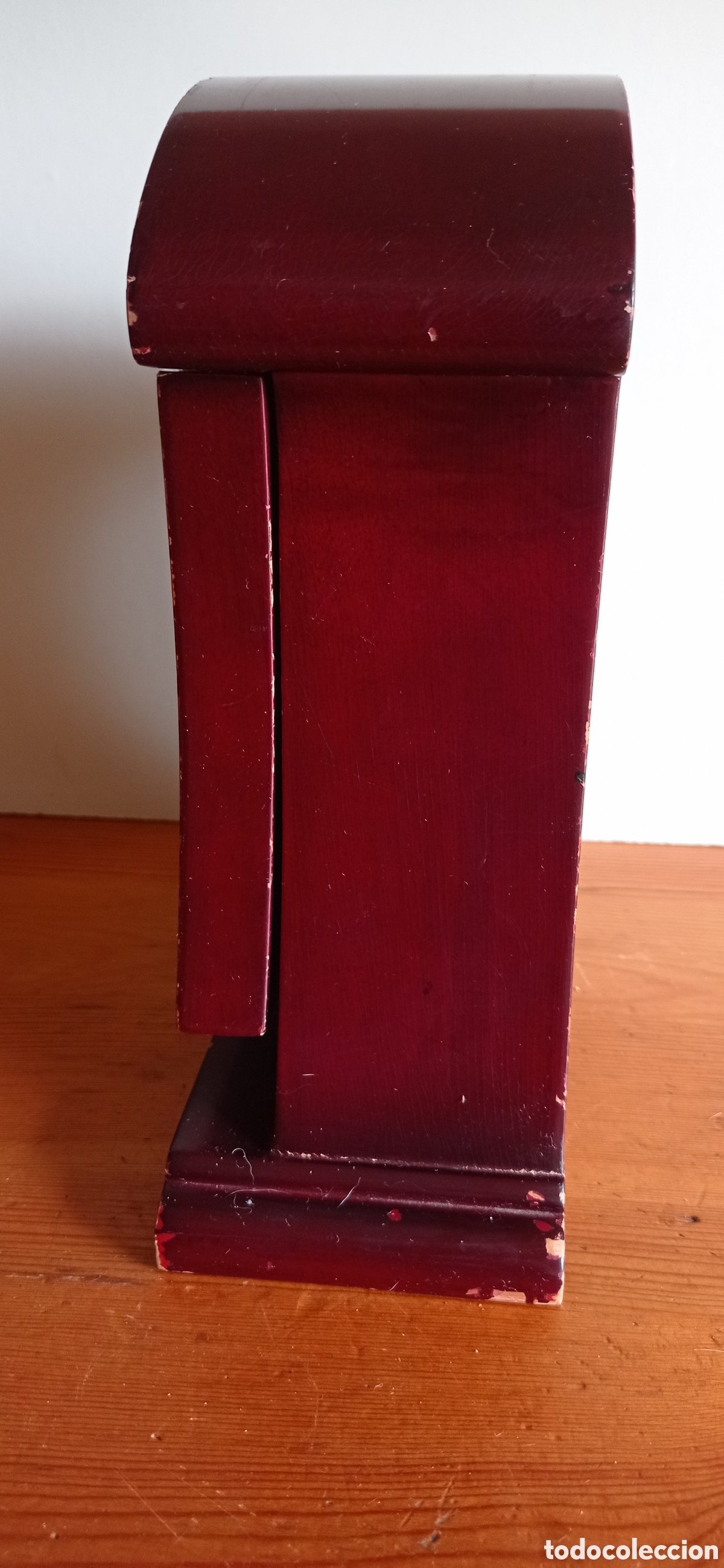 Vintage: MUEBLE - RELOJ / DE MADERA / Y FUNCIONANDO / CON PILA 1,5 V - Foto 4