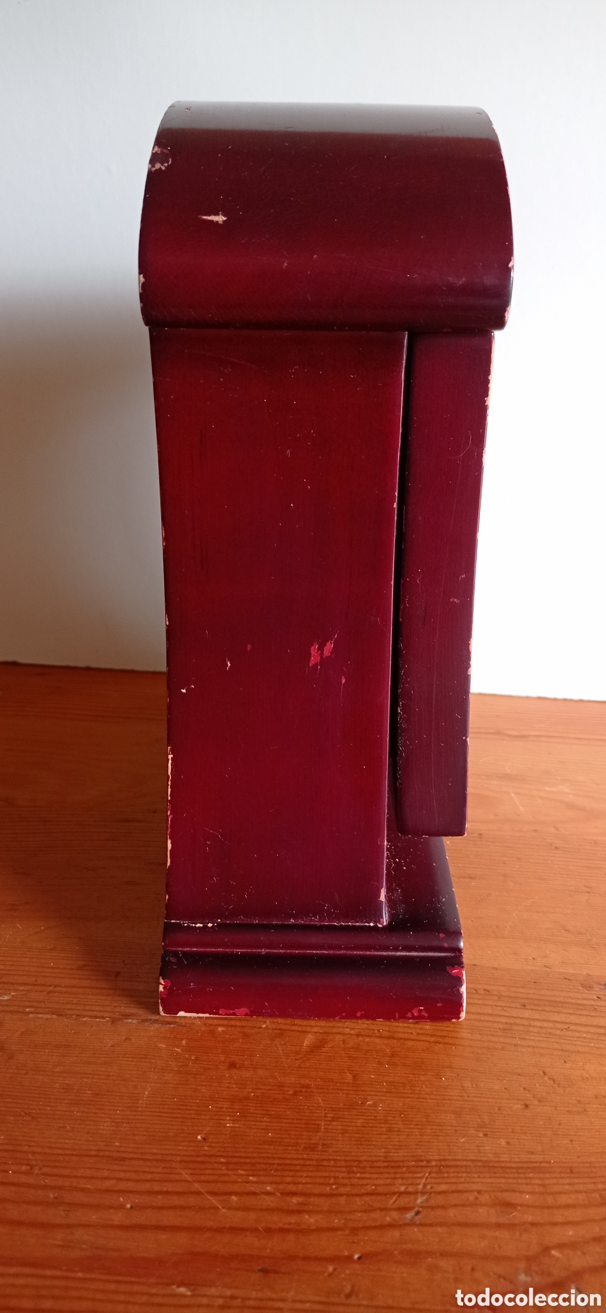 Vintage: MUEBLE - RELOJ / DE MADERA / Y FUNCIONANDO / CON PILA 1,5 V - Foto 5