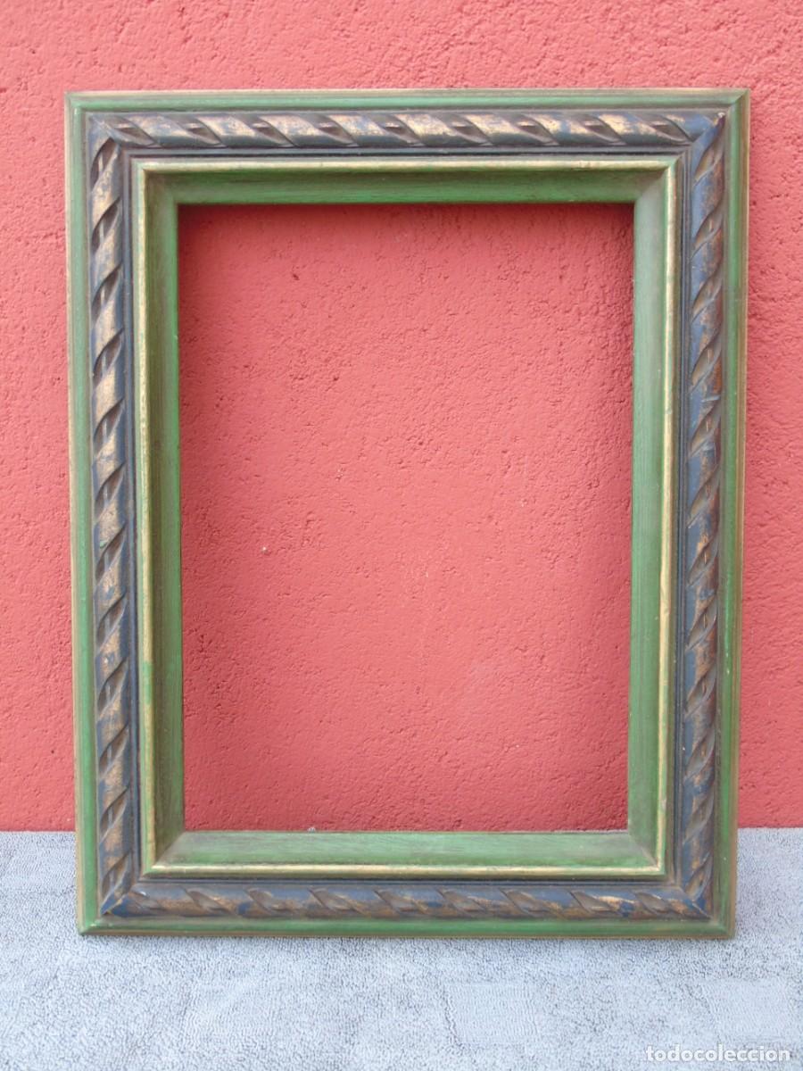 Vintage: MARCO DE MADERA VINTAGE. VERDE Y DORADO. - Foto 1