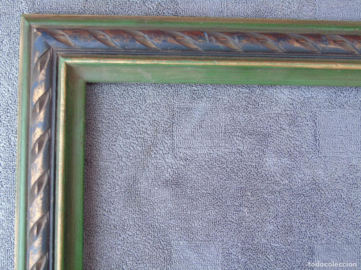 Vintage: MARCO DE MADERA VINTAGE. VERDE Y DORADO. - Foto 2