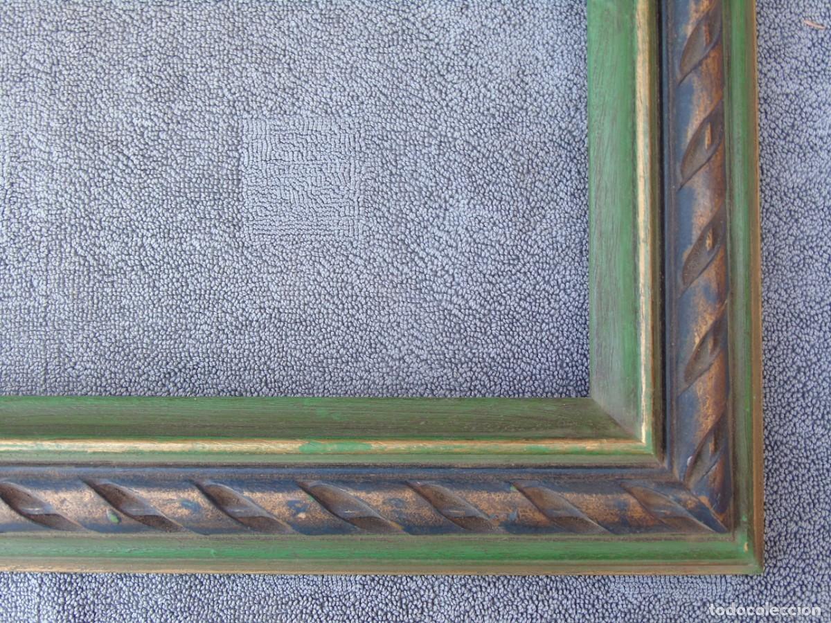 Vintage: MARCO DE MADERA VINTAGE. VERDE Y DORADO. - Foto 4