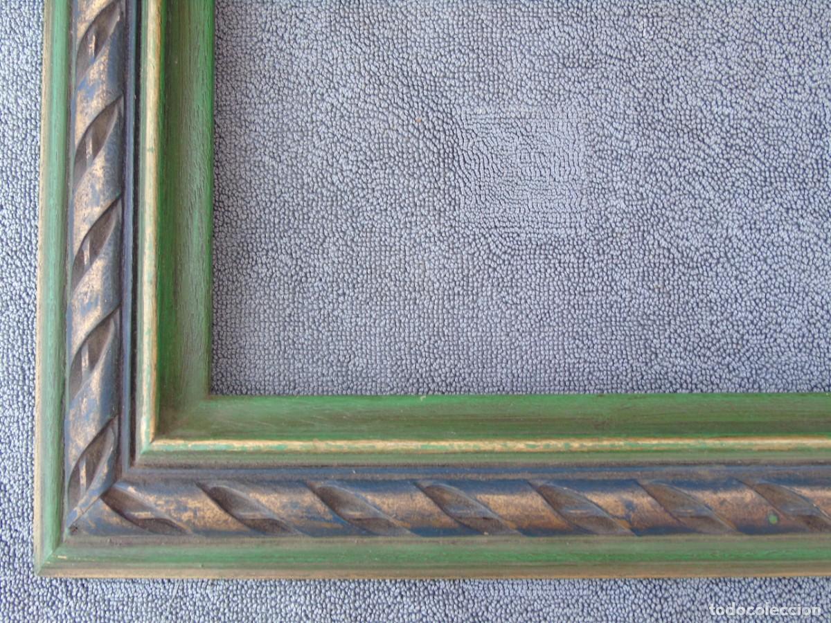 Vintage: MARCO DE MADERA VINTAGE. VERDE Y DORADO. - Foto 5
