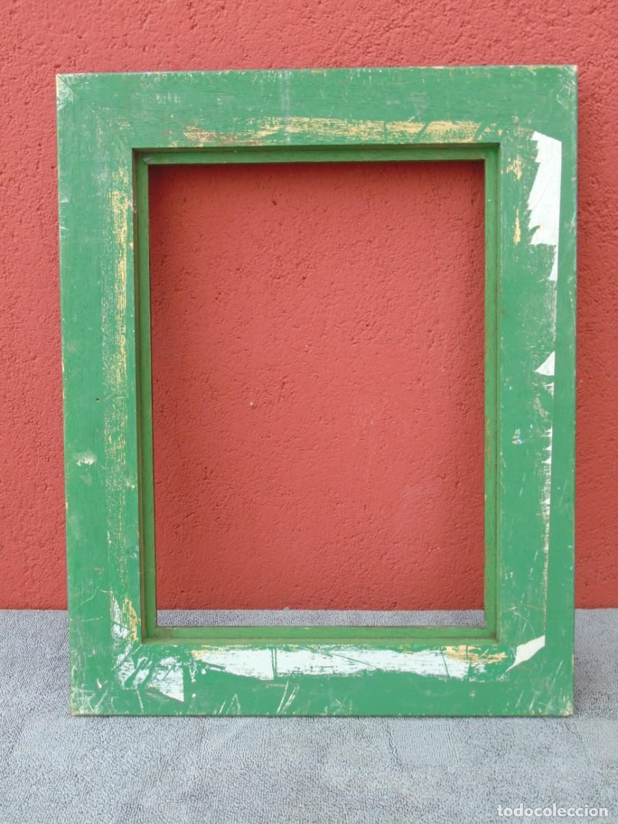 Vintage: MARCO DE MADERA VINTAGE. VERDE Y DORADO. - Foto 6