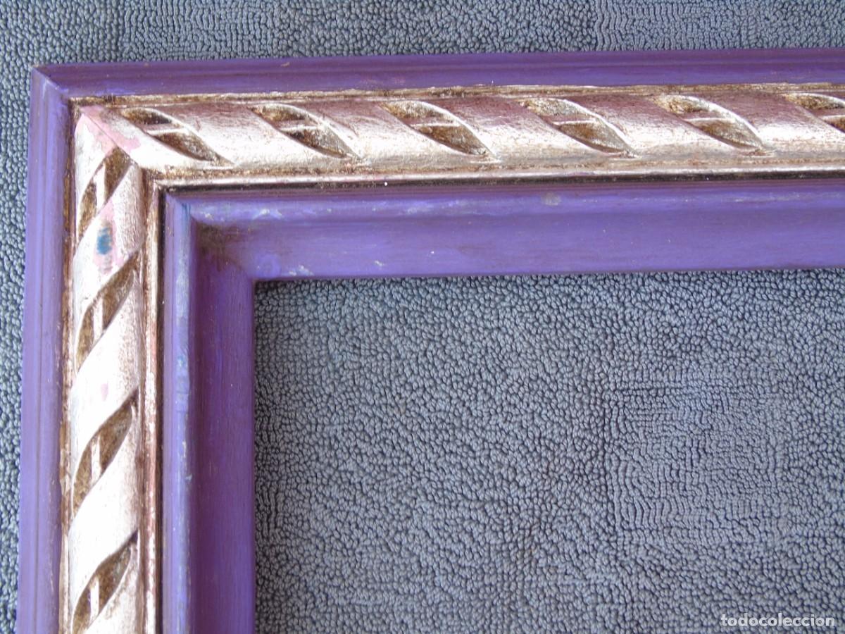 Vintage: MARCO DE MADERA VINTAGE. VIOLETA Y PLATEADO. - Foto 2