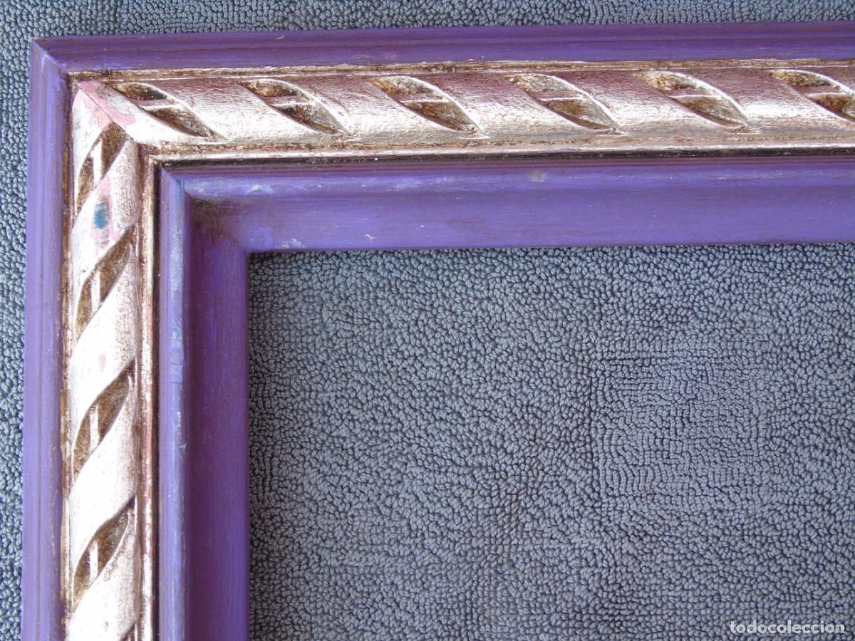 Vintage: MARCO DE MADERA VINTAGE. VIOLETA Y PLATEADO. - Foto 3
