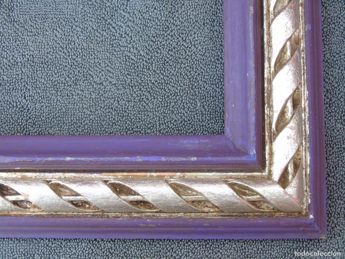 Vintage: MARCO DE MADERA VINTAGE. VIOLETA Y PLATEADO. - Foto 4