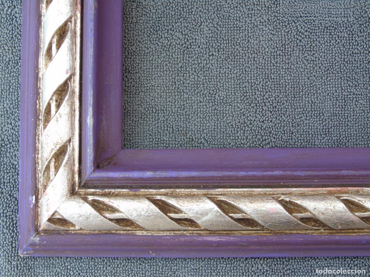 Vintage: MARCO DE MADERA VINTAGE. VIOLETA Y PLATEADO. - Foto 5