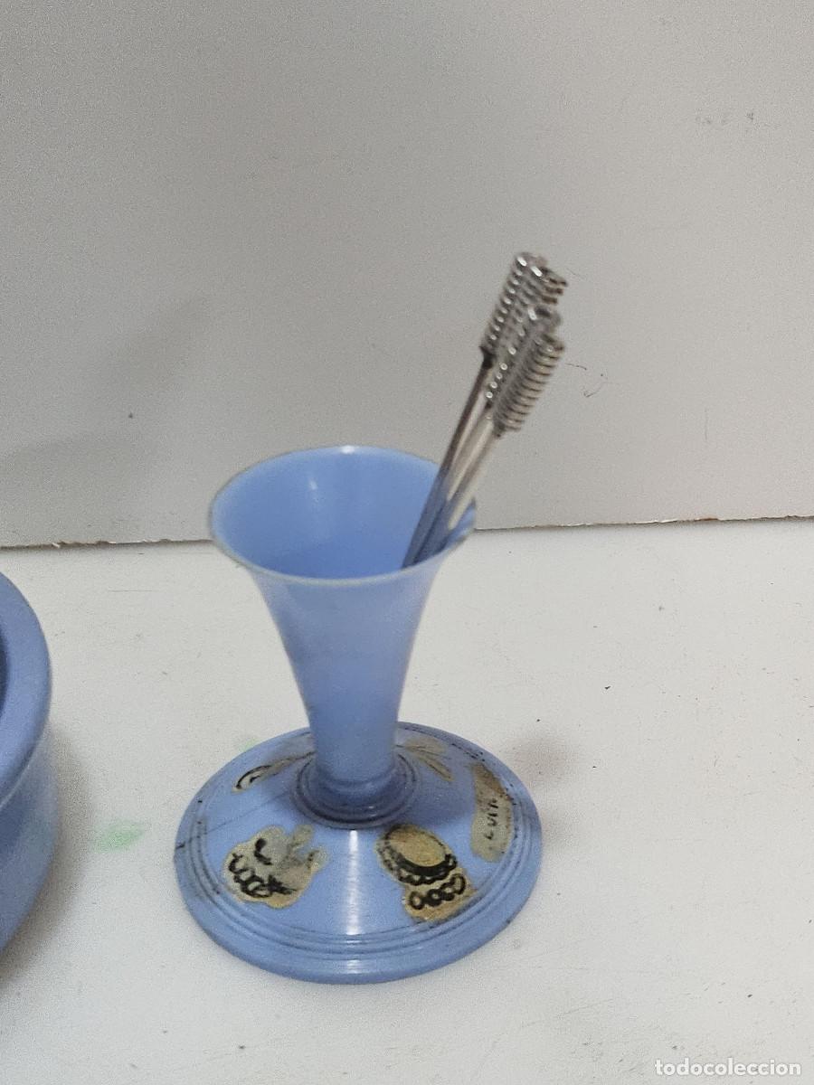 Vintage: cuenco y palillero azul - Foto 2