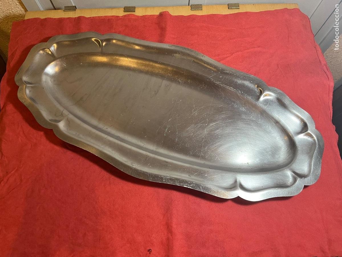 Vintage: Bandeja met&aacute;lica inox grande alargada &ndash; cl&aacute;sica de restaurante para servir marisco vintage