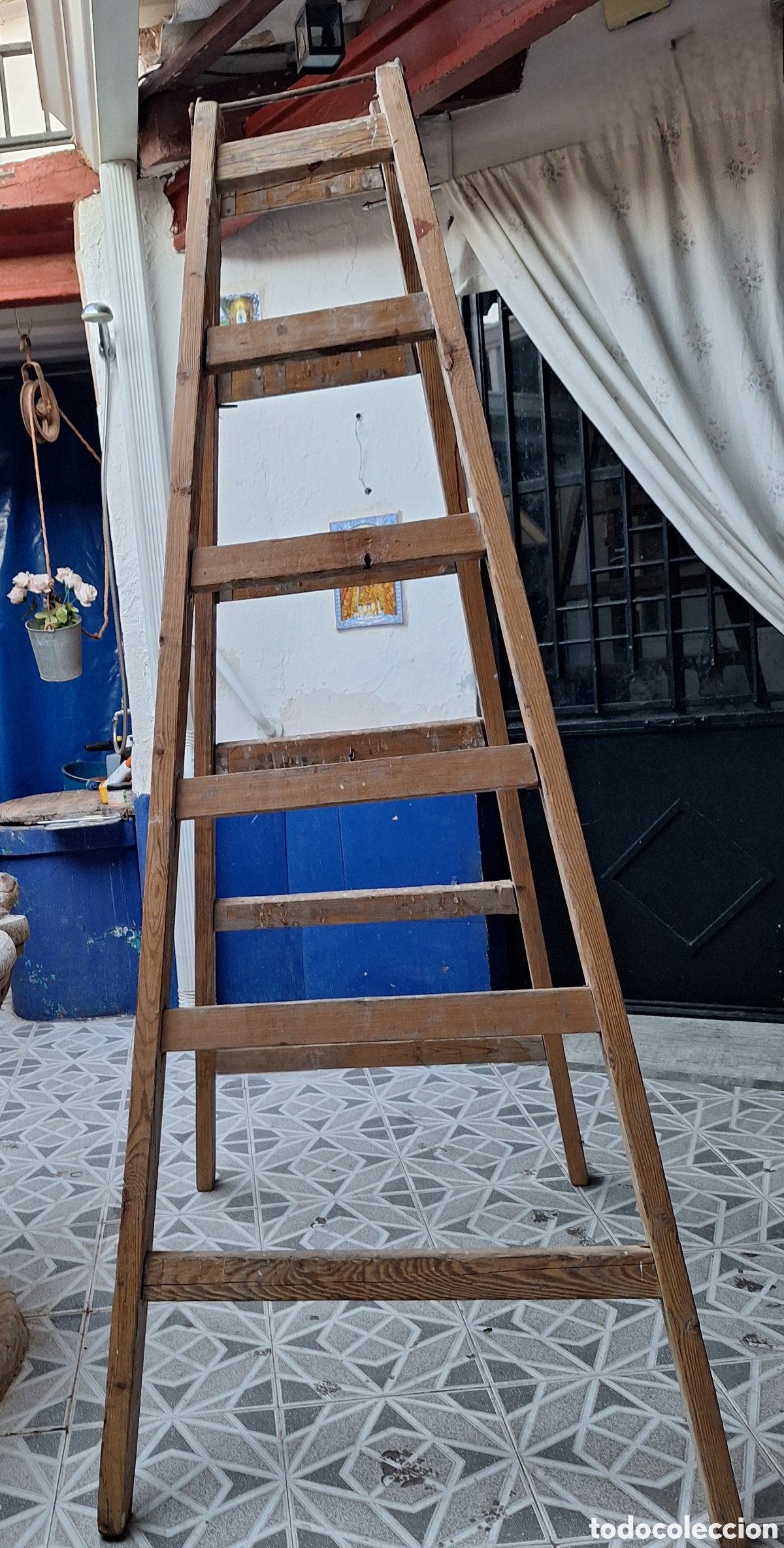 Vintage: Escalera de madera 2 metros plegable - Foto 3