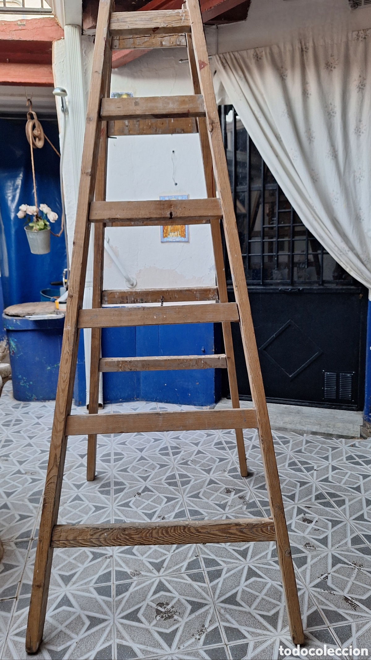 Vintage: Escalera de madera 2 metros plegable - Foto 1
