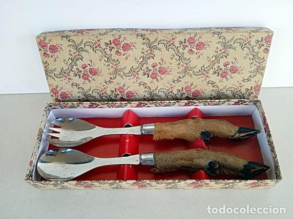 Vintage: Cubiertos de ensalada con pata de cabra - Foto 1