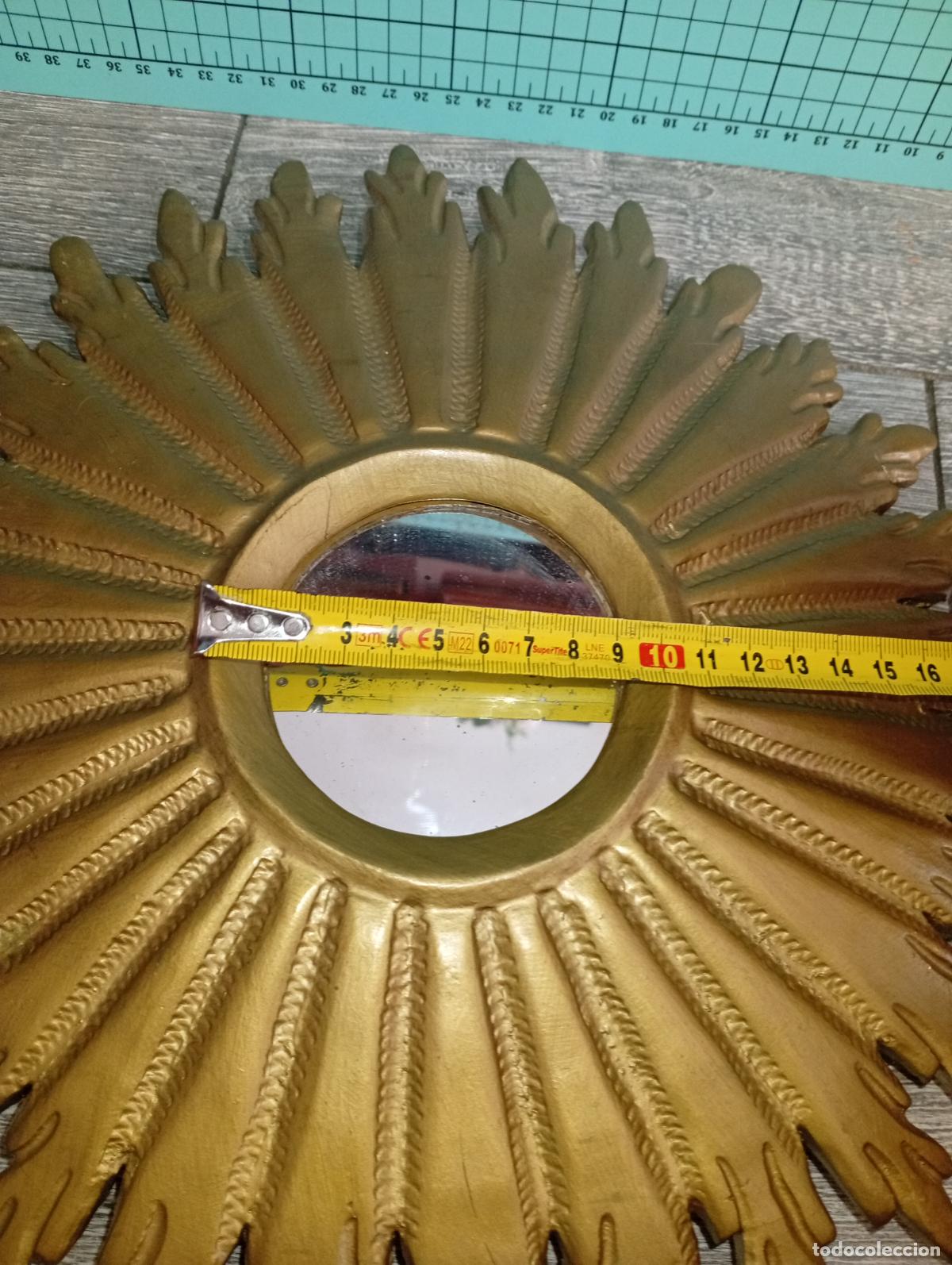 Vintage: Espejo de Sol madera dorada vintage - Foto 9