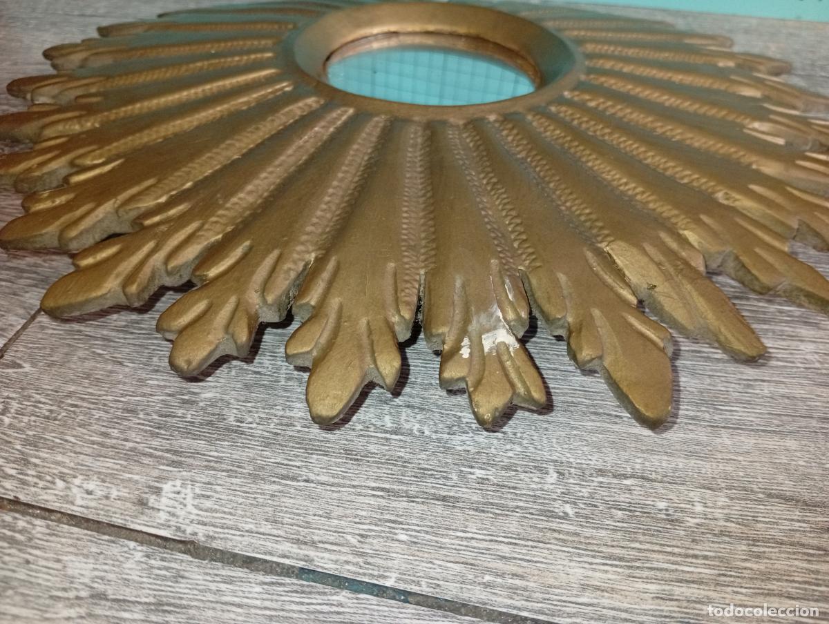 Vintage: Espejo de Sol madera dorada vintage - Foto 11