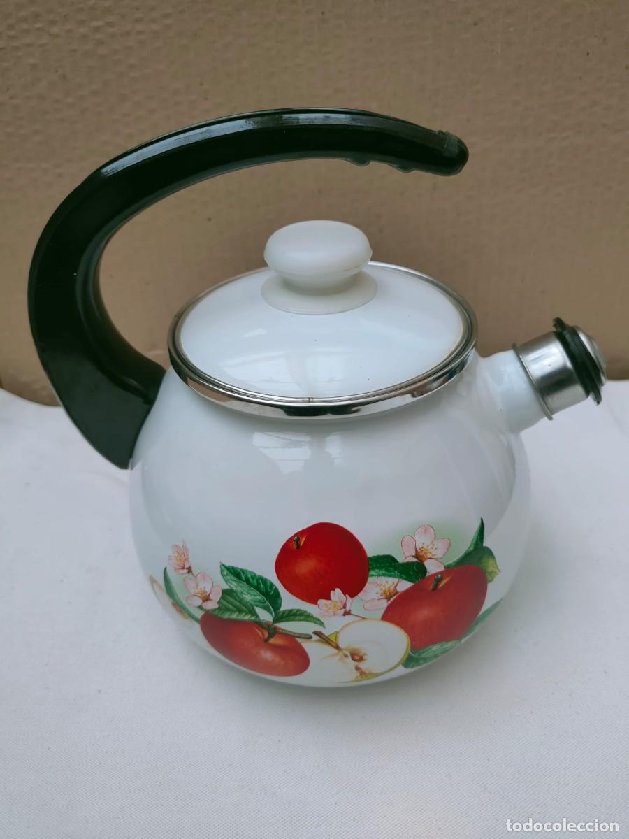 Vintage: tetera esmaltada con silbato - Foto 1