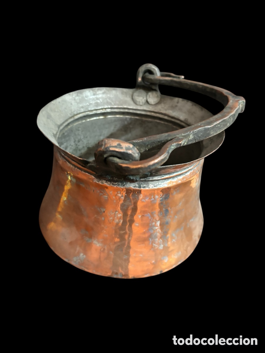 Vintage: Caldero de cobre y Ansa de hierro. Vintage. - Foto 1