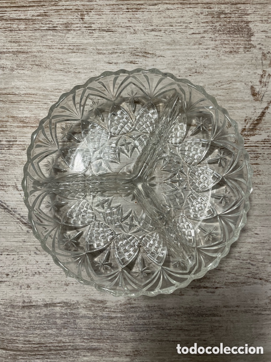 Vintage: BANDEJA C&Oacute;CTEL CRISTAL TALLADO - Foto 2