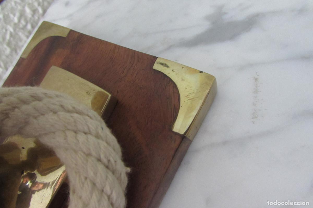 Vintage: Sujeta Libros. Madera y Bronce. Amarre Barcos. - Foto 8