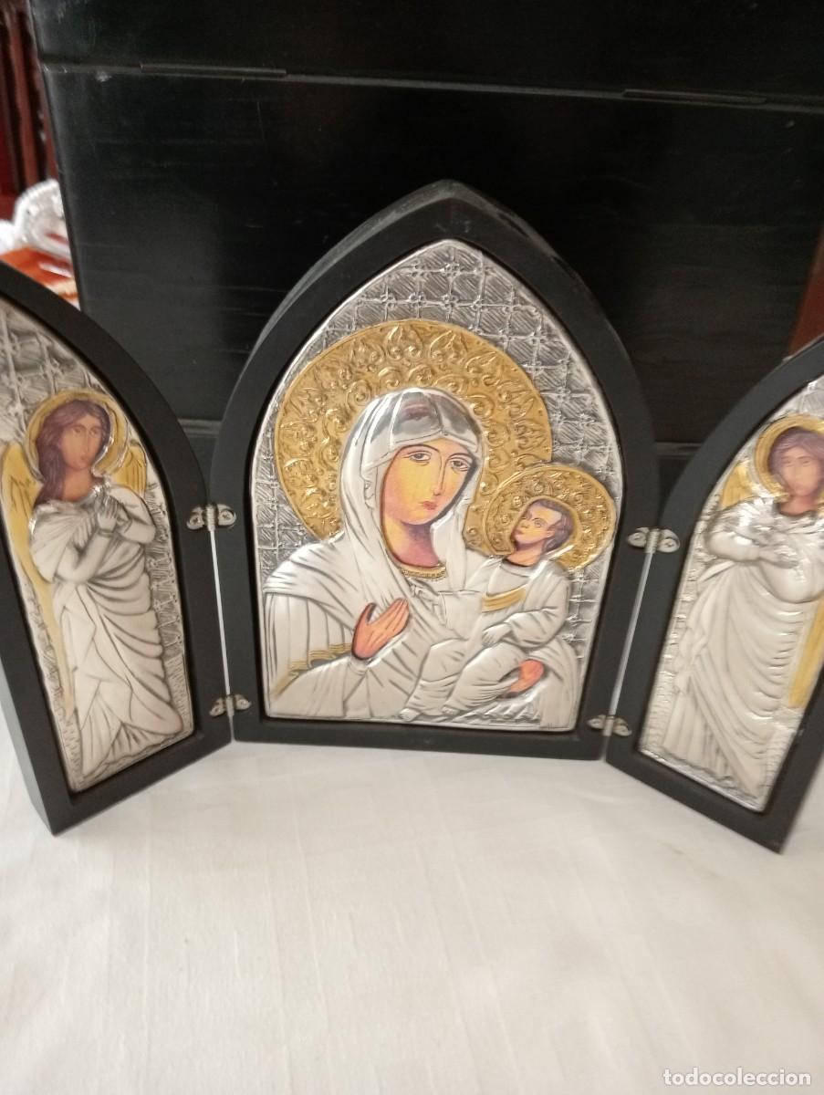 Vintage: CAPILLA TRIPTICO DE PLATA, CON SUS CONTRASTES - Foto 1