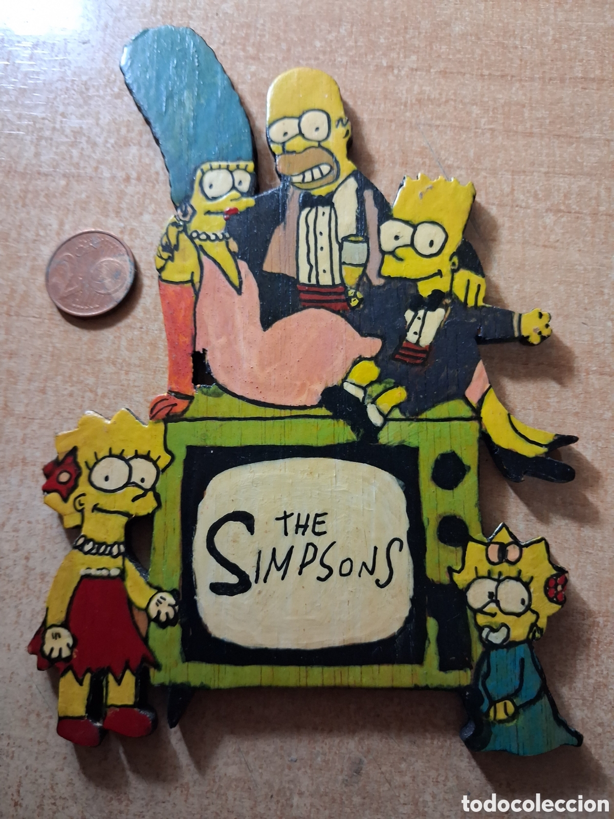 Vintage: TRABAJO DE MARQUETERIA EN MADERA. LOS SIMPSONS. - Foto 1