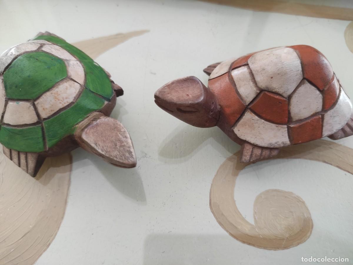 Vintage: Pareja de tortugas de madera - Foto 1