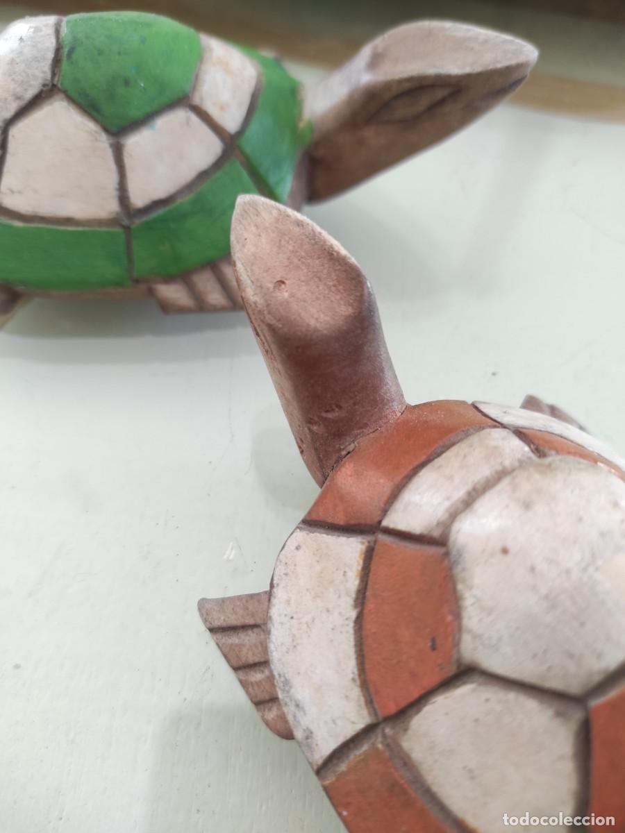 Vintage: Pareja de tortugas de madera - Foto 2