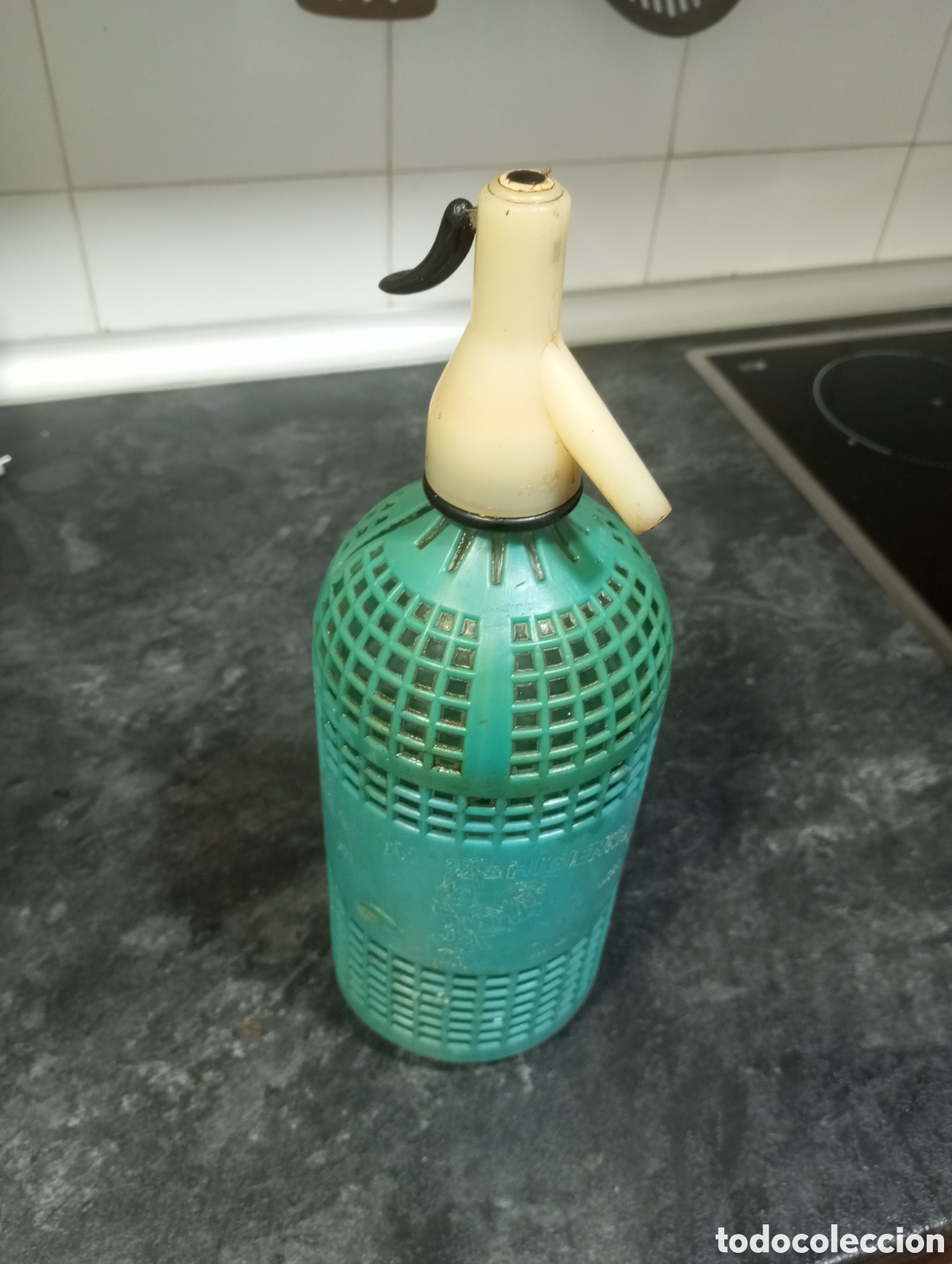 Vintage: Sif&oacute;n de cristal y pl&aacute;stico marca gallo - Foto 1