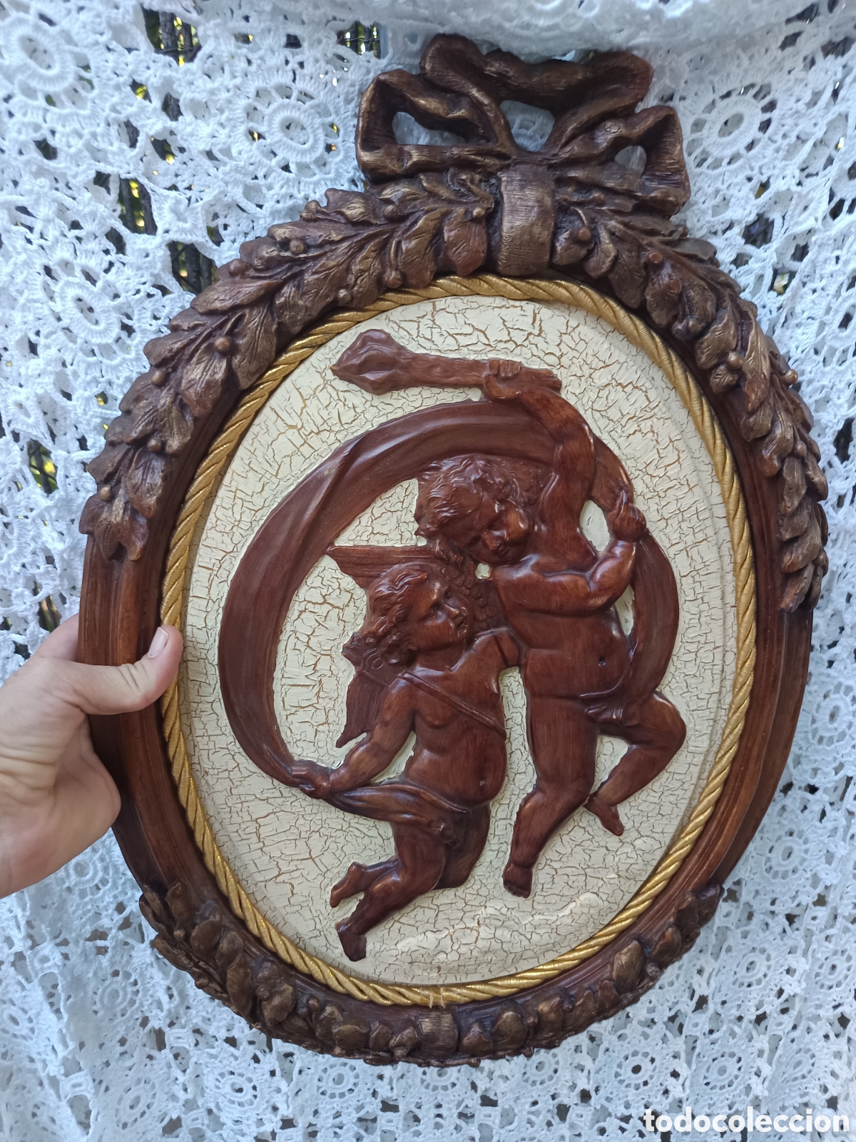 Vintage: Cuadro estilo cl&aacute;sico con querubines de la cinta jugando vintage - Foto 2